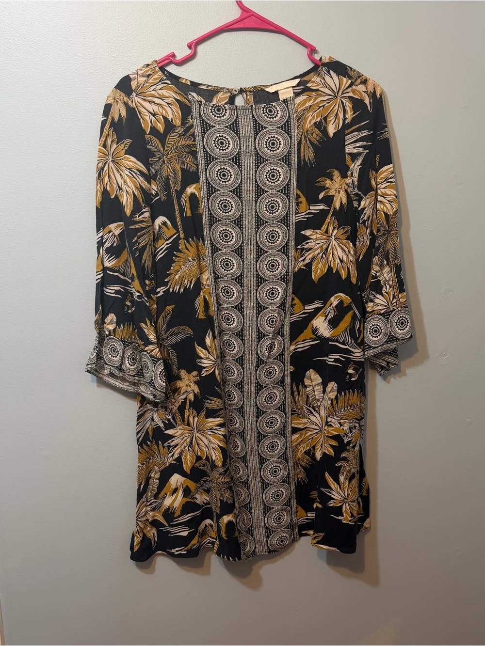 H&M Black and Mustard Floral Print Top